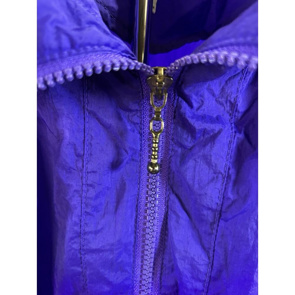 Vintage 90s Purple Windbreaker Jacket Womens L Nylon Retro Track - Picture 5 of 15